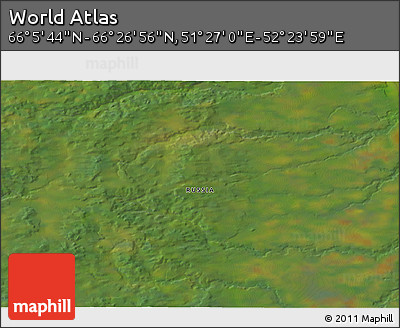 Satellite 3D Map of the Area around 66° 16' 20" N, 51° 55' 29" E