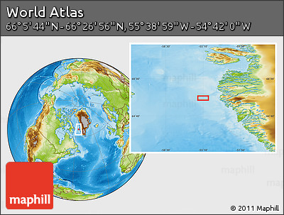 Physical Location Map of the Area around 66° 16' 20" N, 55° 10' 29" W
