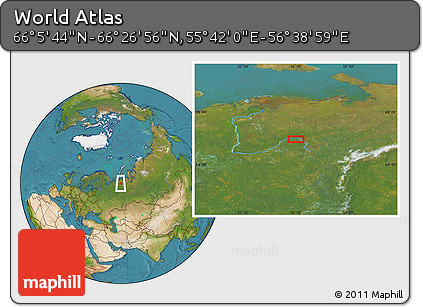 Satellite Location Map of the Area around 66° 16' 20" N, 56° 10' 29" E