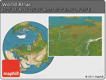 Satellite Location Map of the Area around 66° 16' 20" N, 56° 10' 29" E