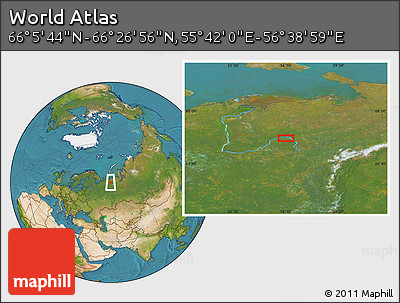 Satellite Location Map of the Area around 66° 16' 20" N, 56° 10' 29" E