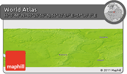 Physical Panoramic Map of the Area around 66° 16' 20" N, 57° 1' 29" E