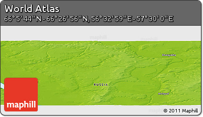 Physical Panoramic Map of the Area around 66° 16' 20" N, 57° 1' 29" E