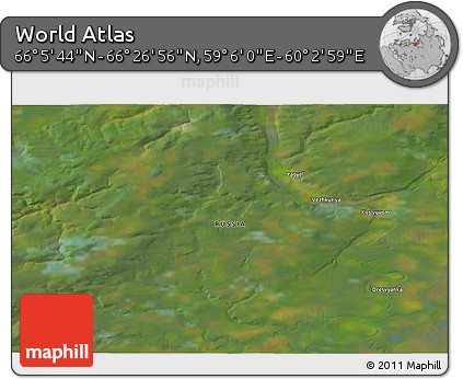 Satellite 3D Map of the Area around 66° 16' 20" N, 59° 34' 30" E
