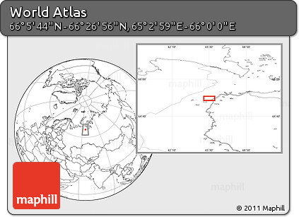 Blank Location Map of the Area around 66° 16' 20" N, 65° 31' 30" E