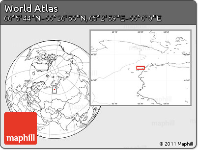Blank Location Map of the Area around 66° 16' 20" N, 65° 31' 30" E
