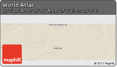 Shaded Relief Panoramic Map of the Area around 66° 16' 20" N, 68° 55' 30" E