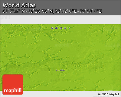 Physical 3D Map of the Area around 66° 16' 20" N, 73° 10' 30" E