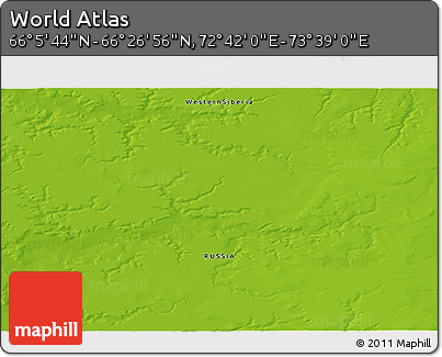 Physical 3D Map of the Area around 66° 16' 20" N, 73° 10' 30" E