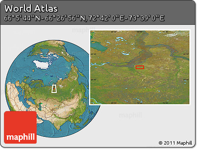 Satellite Location Map of the Area around 66° 16' 20" N, 73° 10' 30" E