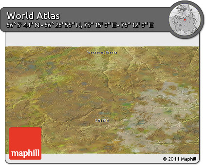 Satellite 3D Map of the Area around 66° 16' 20" N, 75° 43' 29" E