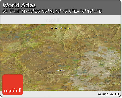 Satellite 3D Map of the Area around 66° 16' 20" N, 75° 43' 29" E