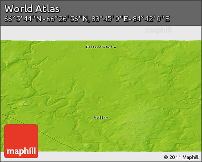 Physical 3D Map of the Area around 66° 16' 20" N, 84° 13' 29" E