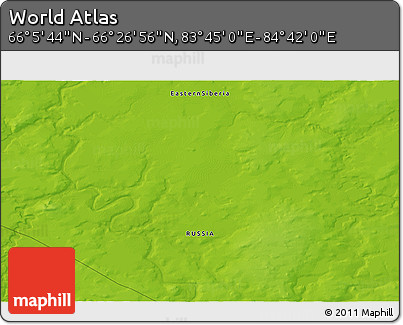 Physical 3D Map of the Area around 66° 16' 20" N, 84° 13' 29" E