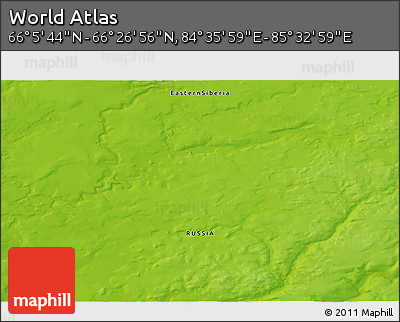 Physical 3D Map of the Area around 66° 16' 20" N, 85° 4' 29" E
