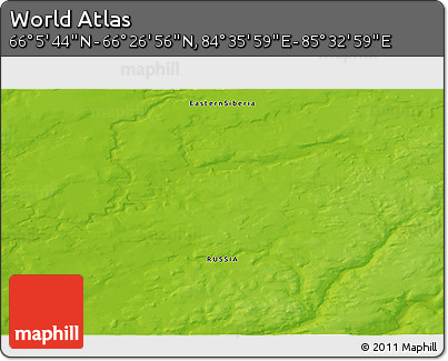 Physical 3D Map of the Area around 66° 16' 20" N, 85° 4' 29" E
