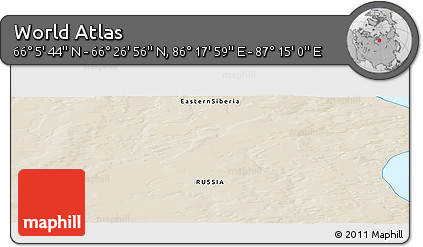 Shaded Relief Panoramic Map of the Area around 66° 16' 20" N, 86° 46' 30" E