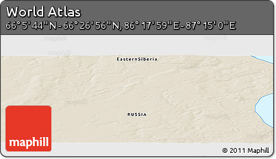 Shaded Relief Panoramic Map of the Area around 66° 16' 20" N, 86° 46' 30" E