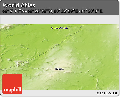 Physical 3D Map of the Area around 66° 16' 20" N, 91° 1' 30" E