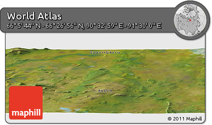 Satellite Panoramic Map of the Area around 66° 16' 20" N, 91° 1' 30" E