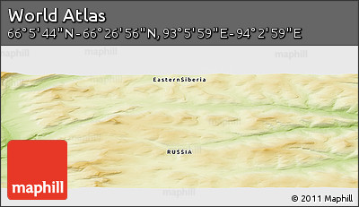 Physical Panoramic Map of the Area around 66° 16' 20" N, 93° 34' 29" E