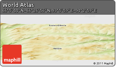 Physical Panoramic Map of the Area around 66° 16' 20" N, 93° 34' 29" E