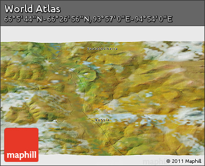 Satellite 3D Map of the Area around 66° 16' 20" N, 94° 25' 30" E