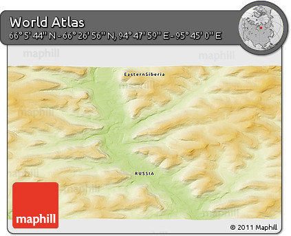 Physical 3D Map of the Area around 66° 16' 20" N, 95° 16' 30" E