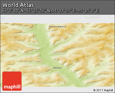 Physical 3D Map of the Area around 66° 16' 20" N, 95° 16' 30" E