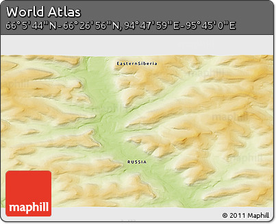 Physical 3D Map of the Area around 66° 16' 20" N, 95° 16' 30" E