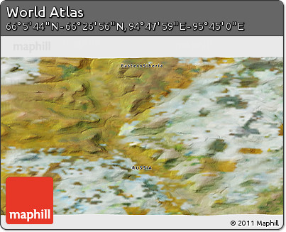 Satellite 3D Map of the Area around 66° 16' 20" N, 95° 16' 30" E