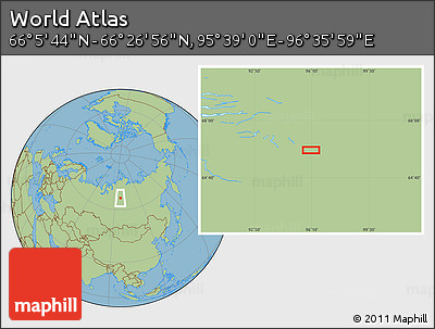 Savanna Style Location Map of the Area around 66° 16' 20" N, 96° 7' 30" E