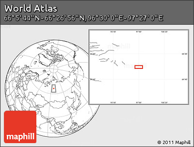 Blank Location Map of the Area around 66° 16' 20" N, 96° 58' 29" E
