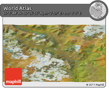 Satellite 3D Map of the Area around 66° 16' 20" N, 99° 31' 30" E
