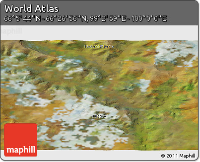 Satellite 3D Map of the Area around 66° 16' 20" N, 99° 31' 30" E