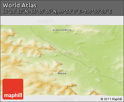 Physical 3D Map of the Area around 66° 35' 14" N, 100° 22' 30" E