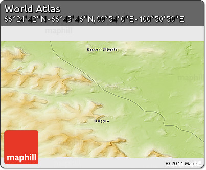 Physical 3D Map of the Area around 66° 35' 14" N, 100° 22' 30" E