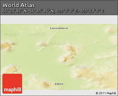 Physical 3D Map of the Area around 66° 35' 14" N, 105° 28' 29" E