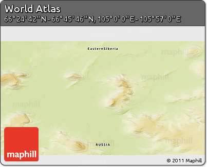 Physical 3D Map of the Area around 66° 35' 14" N, 105° 28' 29" E