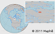Gray Location Map of the area around 66° 35' 14" N, 106° 10' 30" W, hill shading