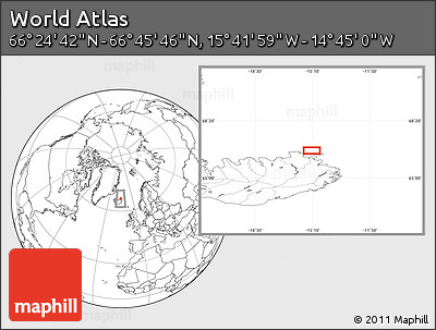 Blank Location Map of the Area around 66° 35' 14" N, 15° 13' 29" W