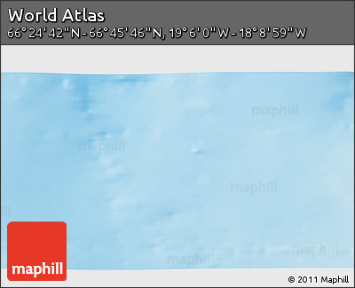 Shaded Relief 3D Map of the Area around 66° 35' 14" N, 18° 37' 30" W