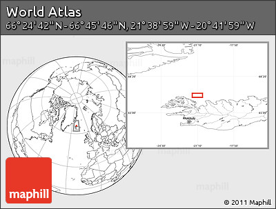 Blank Location Map of the Area around 66° 35' 14" N, 21° 10' 29" W