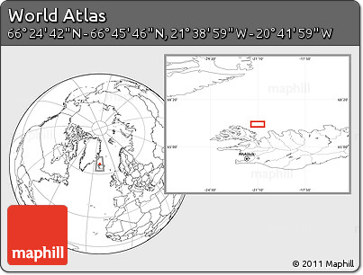 Blank Location Map of the Area around 66° 35' 14" N, 21° 10' 29" W