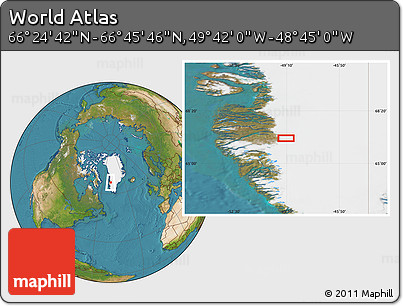 Satellite Location Map of the Area around 66° 35' 14" N, 49° 13' 30" W