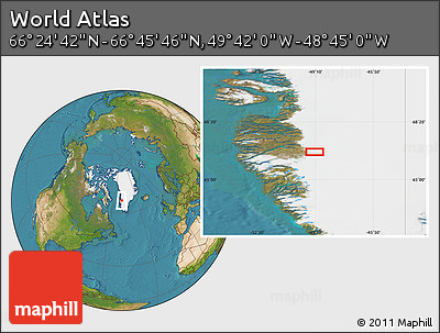 Satellite Location Map of the Area around 66° 35' 14" N, 49° 13' 30" W