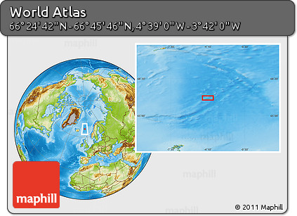 Physical Location Map of the Area around 66° 35' 14" N, 4° 10' 30" W