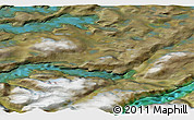 Satellite 3D Map of the area around 66° 35' 14" N, 52° 37' 30" W