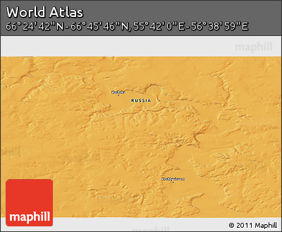 Political 3D Map of the Area around 66° 35' 14" N, 56° 10' 29" E