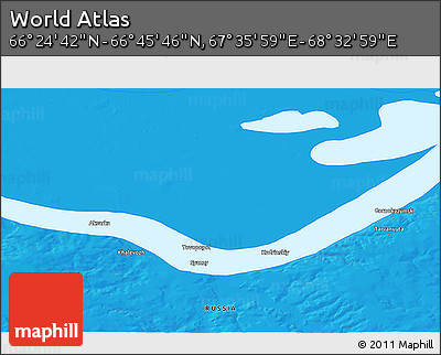 Political 3D Map of the Area around 66° 35' 14" N, 68° 4' 29" E